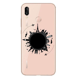 World Map Travel Just Go Soft Phone CasesFor HuaweiP8 Lite 2017 P10 P10Lite P20 Lite P20Pro Mate 10LiteSoft TPU Fashion Cover