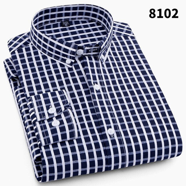 High Quality Mens Business Casual Long Sleeved Men Button Shirt Classic Striped Slim Fit Male Social Men's Dress Shirts Outwear