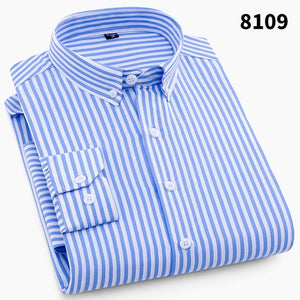 High Quality Mens Business Casual Long Sleeved Men Button Shirt Classic Striped Slim Fit Male Social Men's Dress Shirts Outwear