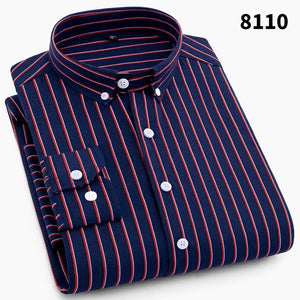 High Quality Mens Business Casual Long Sleeved Men Button Shirt Classic Striped Slim Fit Male Social Men's Dress Shirts Outwear