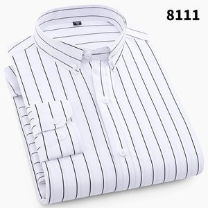 High Quality Mens Business Casual Long Sleeved Men Button Shirt Classic Striped Slim Fit Male Social Men's Dress Shirts Outwear
